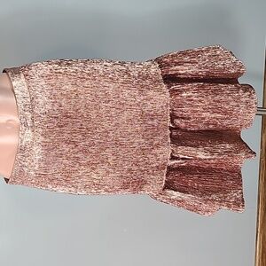 J Crew Rose Gold Pink‎ Metallic Ruffle Hem Skirt Size 0 Wedding Summer Elegant